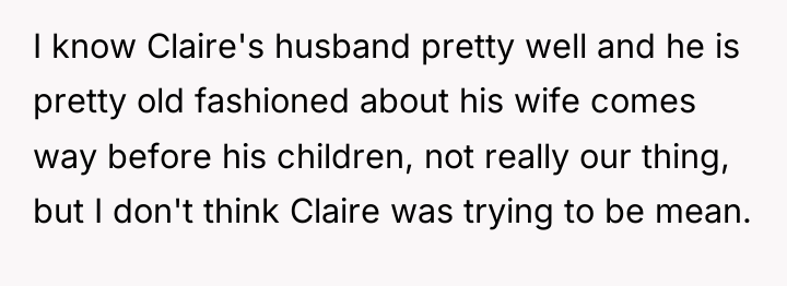 I know Claire's husband pretty well and he is pretty...