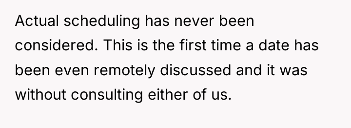 Actual scheduling has never been considered. This is the first...