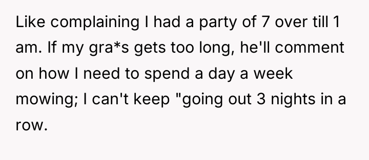 Like complaining I had a party of 7 over till...