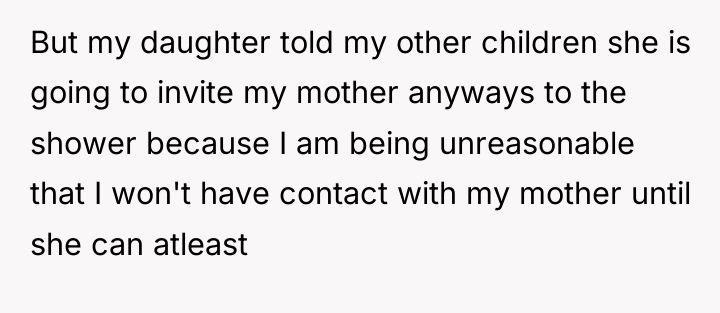 But my daughter told my other children she is going...