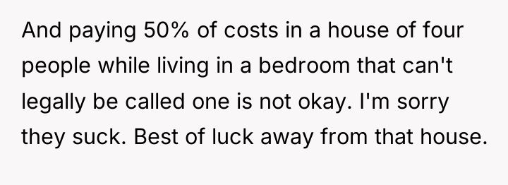 And paying 50% of costs in a house of four...