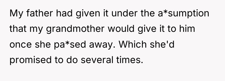 My father had given it under the a*sumption that my...