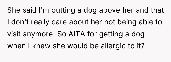 She said I'm putting a dog above her and that...
