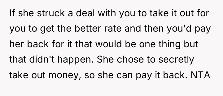 If she struck a deal with you to take it...