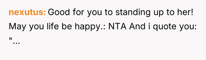 nexutus Good for you to standing up to her! May...