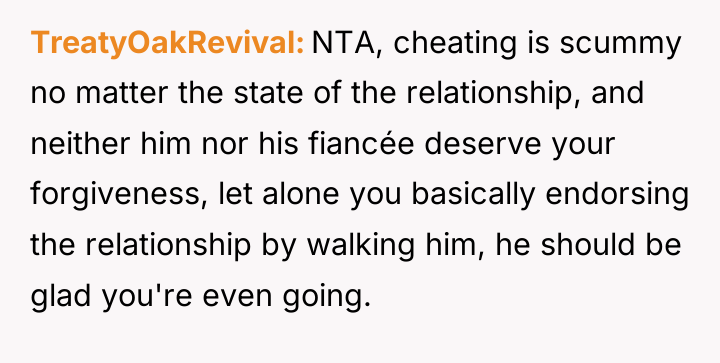 TreatyOakRevival NTA, cheating is scummy no matter the state of...