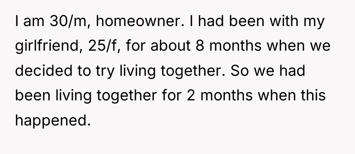 I am 30/m, homeowner. I had been with my girlfriend,...