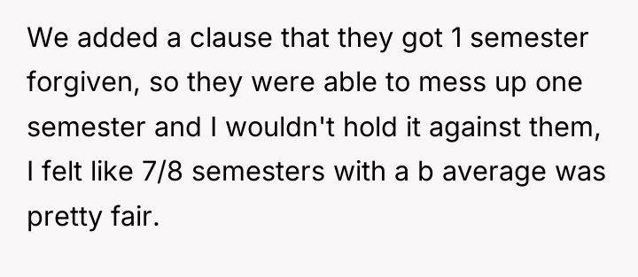 We added a clause that they got 1 semester forgiven,...