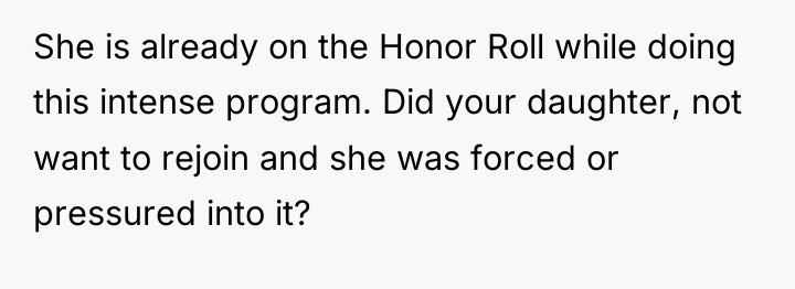She is already on the Honor Roll while doing this...