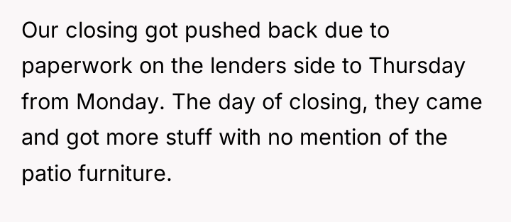Our closing got pushed back due to paperwork on the...