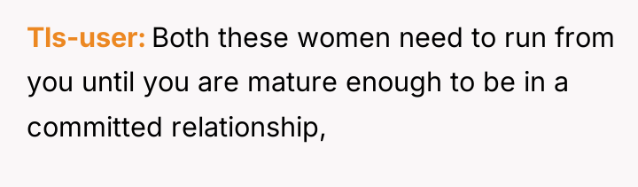 Tls-user Both these women need to run from you until...