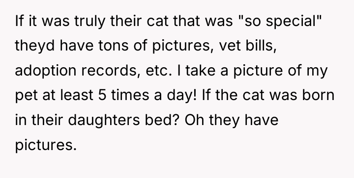If it was truly their cat that was "so special"...