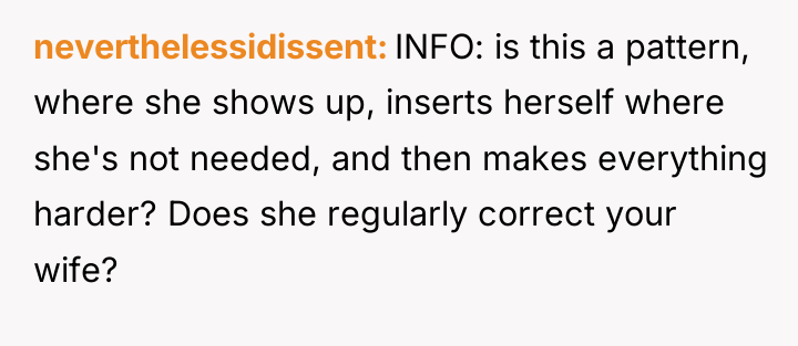 neverthelessidissent INFO: is this a pattern, where she shows up,...