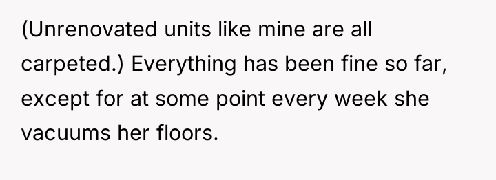 (Unrenovated units like mine are all carpeted.) Everything has been...