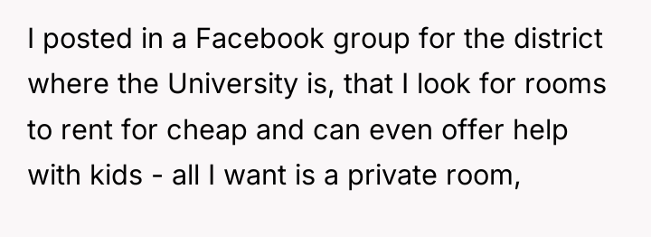 I posted in a Facebook group for the district where...