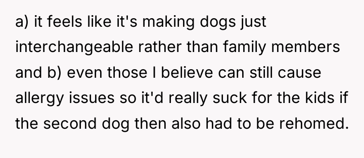 a) it feels like it's making dogs just interchangeable rather...