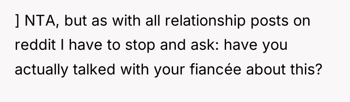 ] NTA, but as with all relationship posts on reddit...