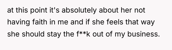 at this point it's absolutely about her not having faith...