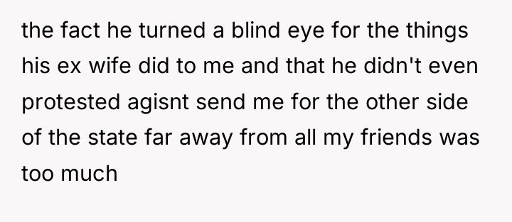 the fact he turned a blind eye for the things...