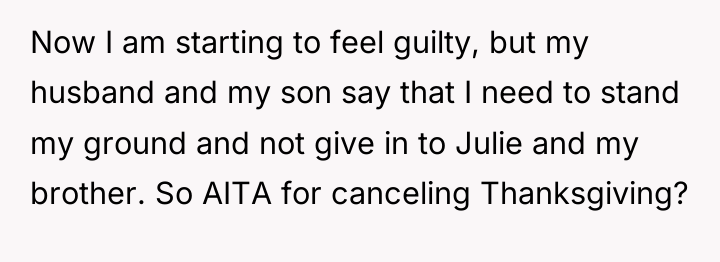 Now I am starting to feel guilty, but my husband...