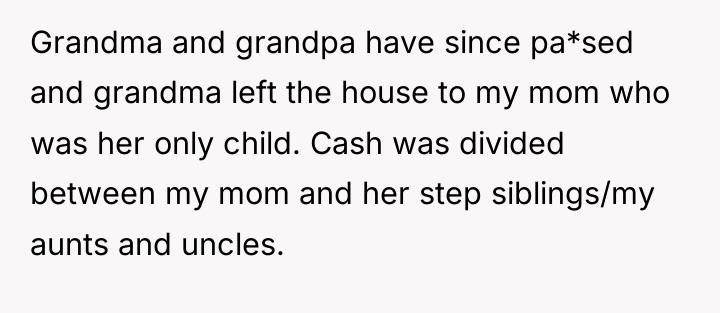 Grandma and grandpa have since pa*sed and grandma left the...
