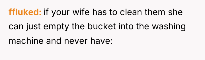 ffluked if your wife has to clean them she can...