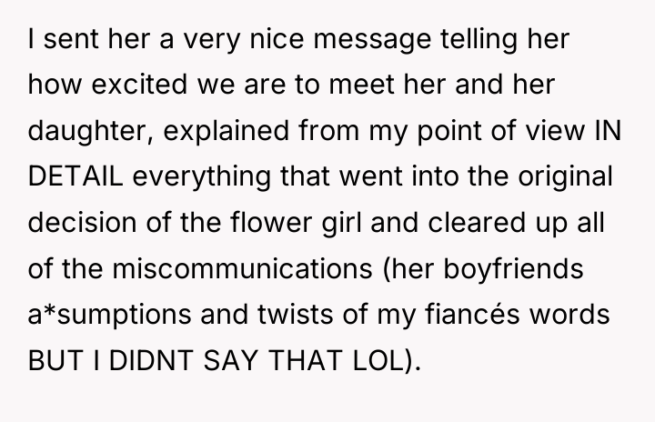 I sent her a very nice message telling her how...