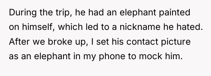 During the trip, he had an elephant painted on himself,...
