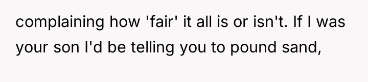 complaining how 'fair' it all is or isn't. If I...