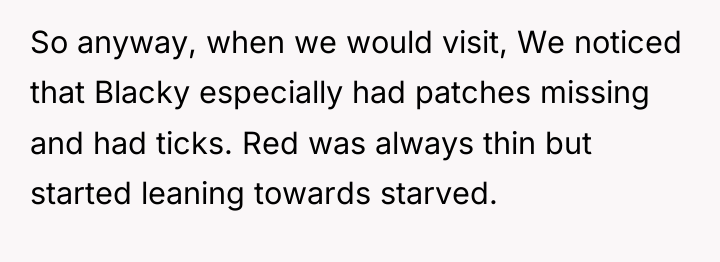 So anyway, when we would visit, We noticed that Blacky...
