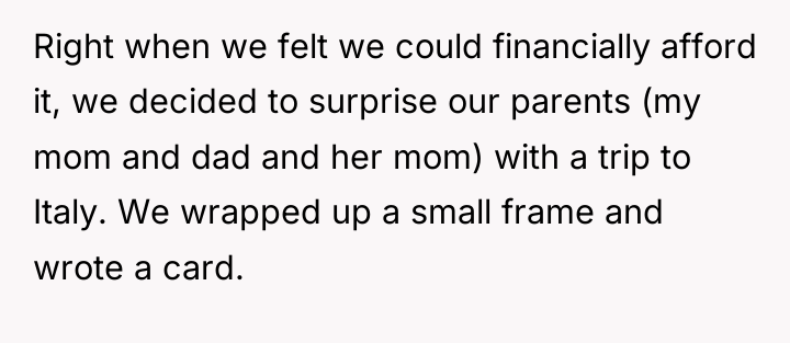 Right when we felt we could financially afford it, we...