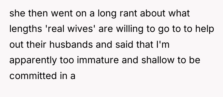 she then went on a long rant about what lengths...