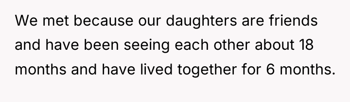 We met because our daughters are friends and have been...