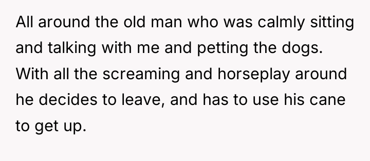 All around the old man who was calmly sitting and...