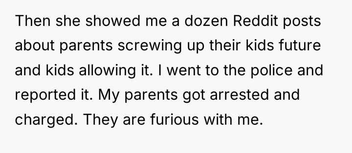 Then she showed me a dozen Reddit posts about parents...