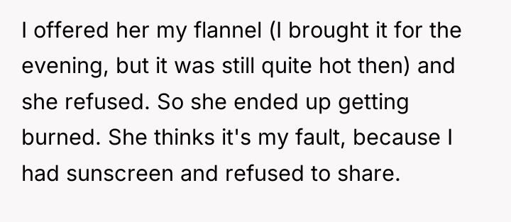 I offered her my flannel (I brought it for the...