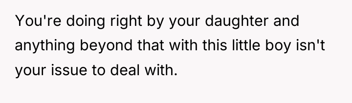You're doing right by your daughter and anything beyond that...