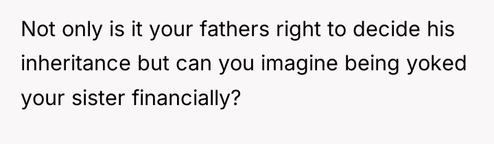 Not only is it your fathers right to decide his...
