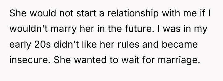 She would not start a relationship with me if I...