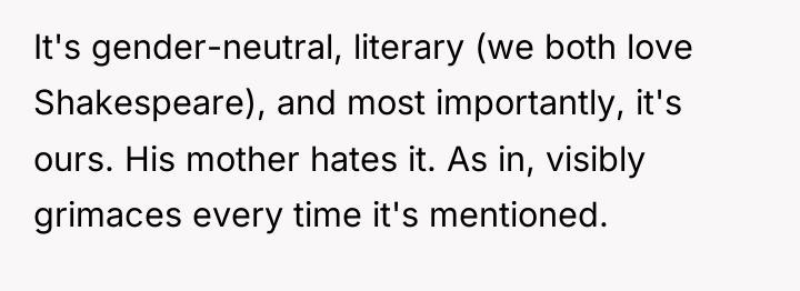 It's gender-neutral, literary (we both love Shakespeare), and most importantly,...