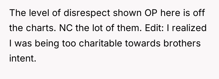 The level of disrespect shown OP here is off the...