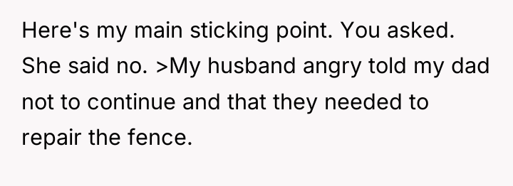 Here's my main sticking point. You asked. She said no....