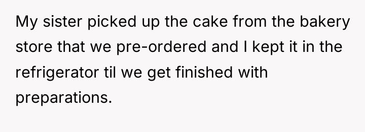 My sister picked up the cake from the bakery store...