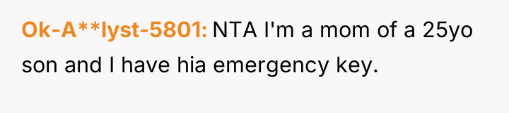 Ok-A**lyst-5801 NTA I'm a mom of a 25yo son and...