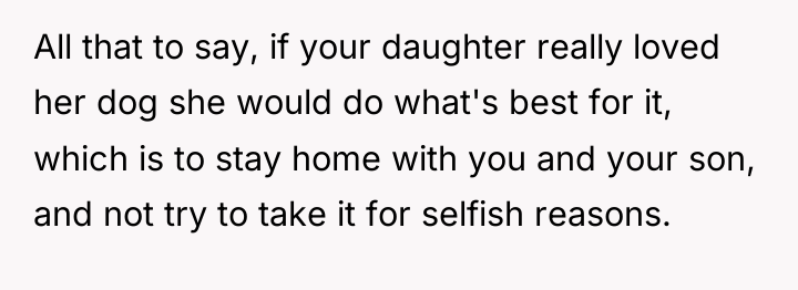All that to say, if your daughter really loved her...