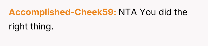Accomplished-Cheek59 NTA You did the right thing.
