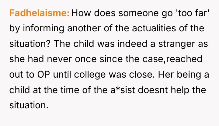 Fadhelaisme How does someone go 'too far' by informing another...