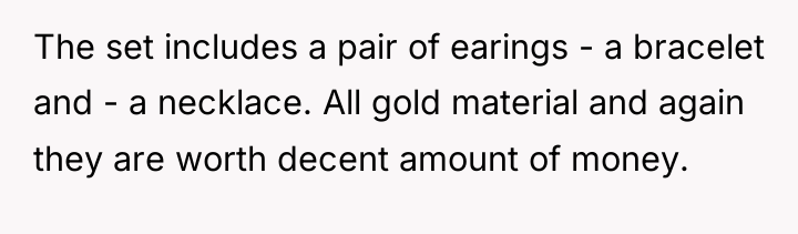 The set includes a pair of earings - a bracelet...