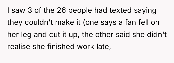 I saw 3 of the 26 people had texted saying...