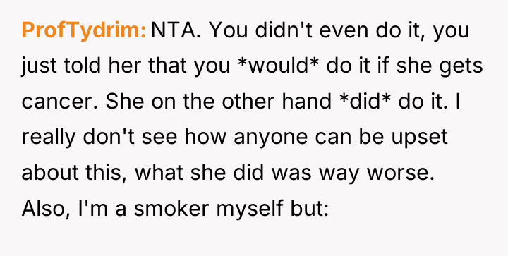 ProfTydrim NTA. You didn't even do it, you just told...